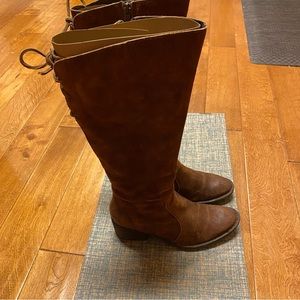 Børn 🍁 Felicia Brown Suede Distressed Knee High …